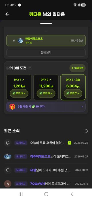 용가리 레이드 전체딜 6위 퀴디온 파티의 메인딜 