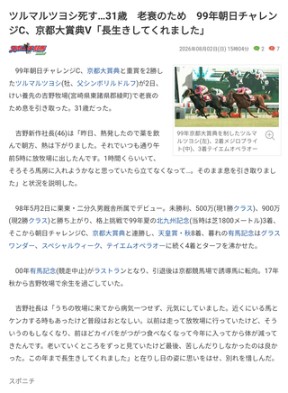 츠루마루 츠요시 원본마 사망