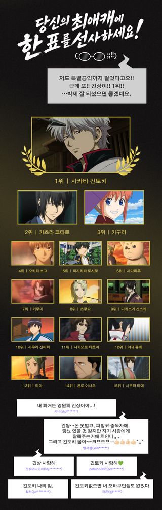 라프텔 은혼 캐릭터 & 에피소드 인기투표 결과