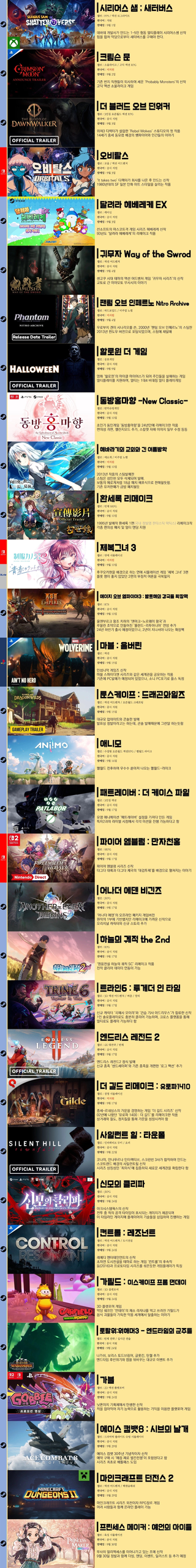 9월 출시 예정 게임