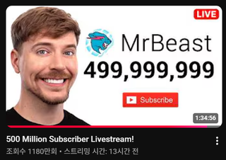 미스터비스트 구독자 5억명이네